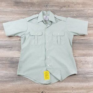 Military Mens AG-415 Short Sleeve Shirt Green Size 16 Costume Dress Casual USA